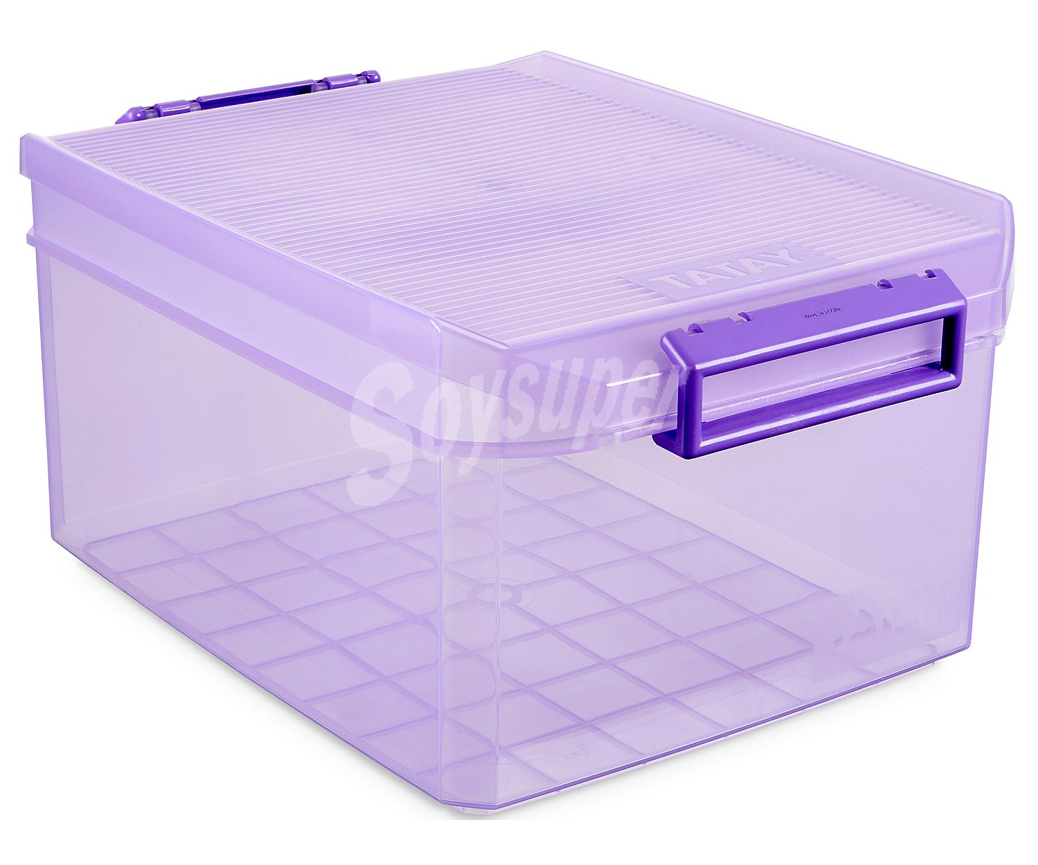 Caja multiusos con tapa color morado translúcido, tatay