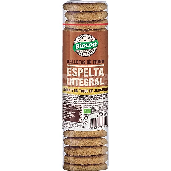 Galletas de espelta integral con limón y un toque de jengibre ecológicas