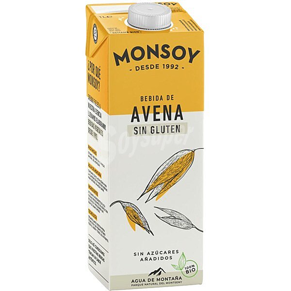 Bebida de avena ecológica 100% bio con agua de montaña sin gluten y sin azúcares añadidos