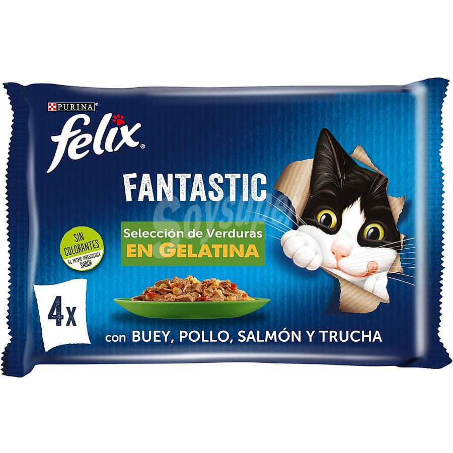 Fantastic alimento húmedo para gato selección de verduras en gelatina 4 unidades