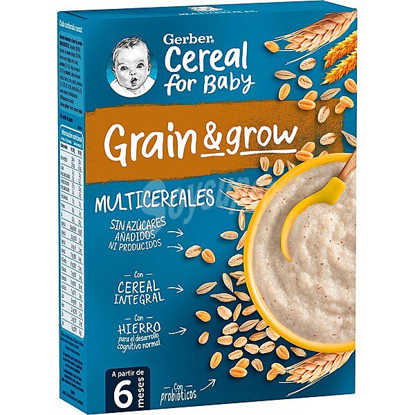 Grain & grow papilla Multicereales sin azúcares con cereales integrales a partir de 6 meses