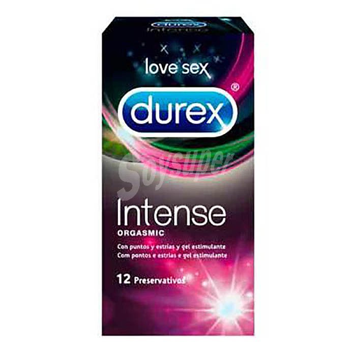 Durex Preservativos lubricados con puntos, estrías y gel estimulante durex Intense orgasmic