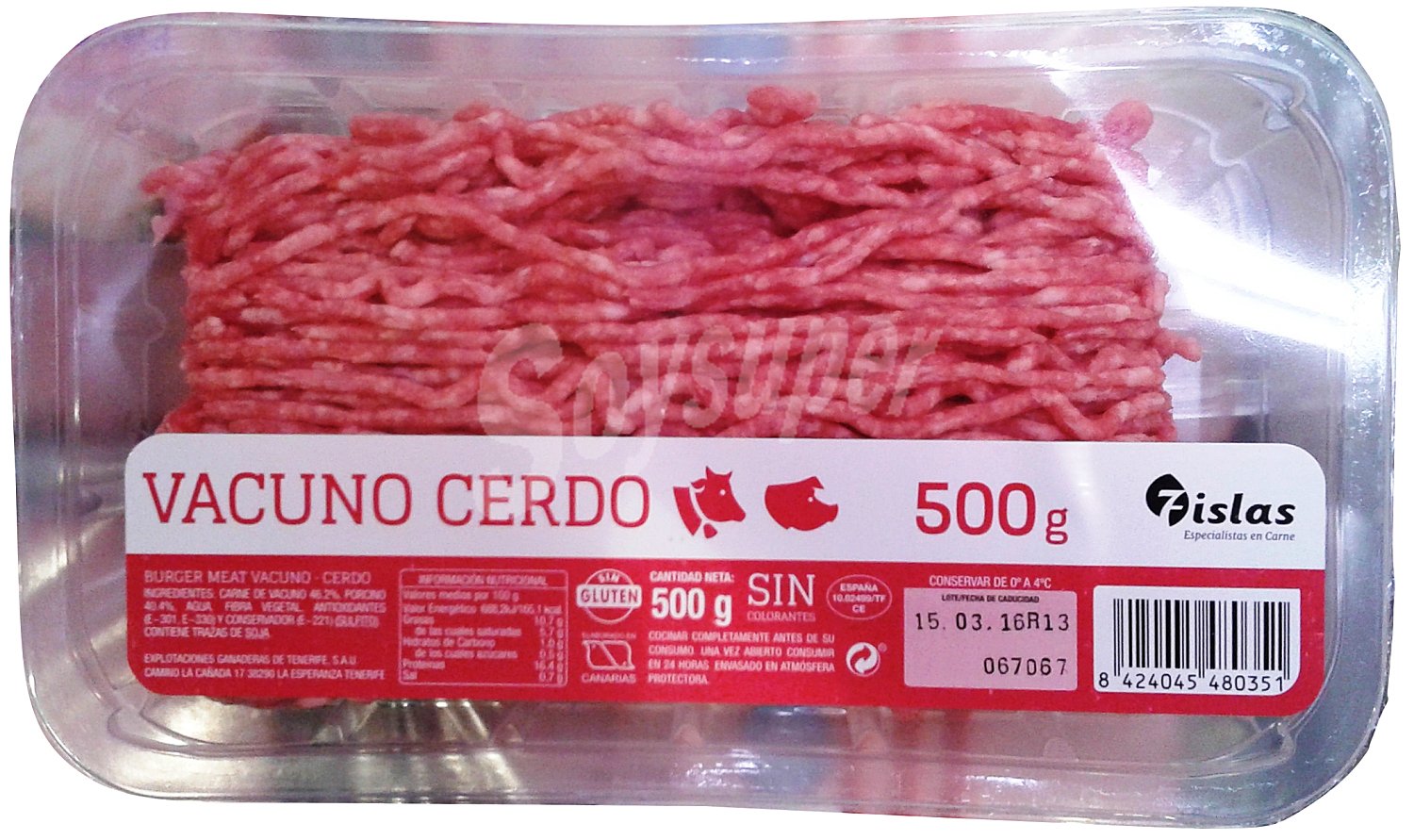 Carne picada mixta ternera / magro burguer meat fresco