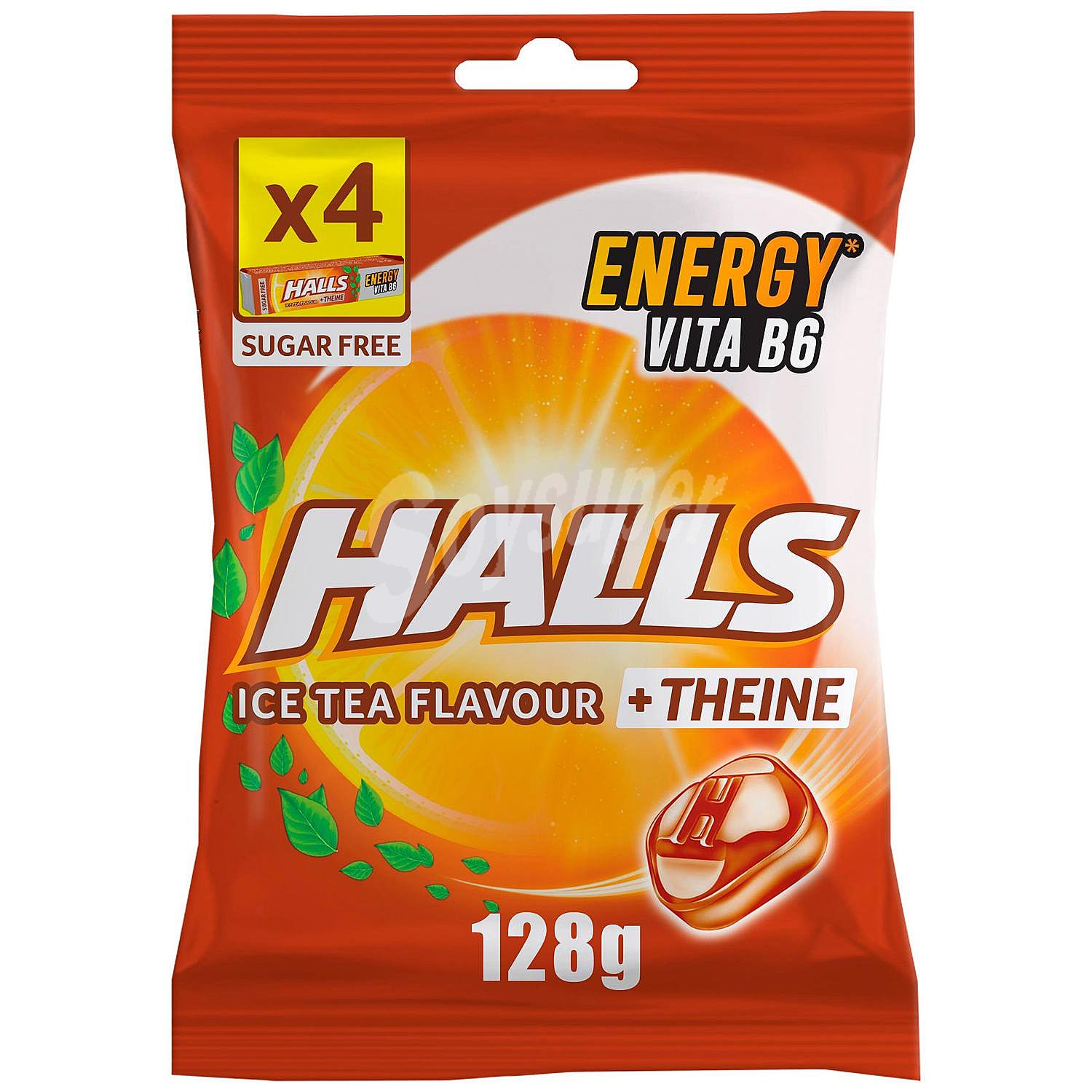 Caramelos sabor té con teína sin azúcar Energy Halls