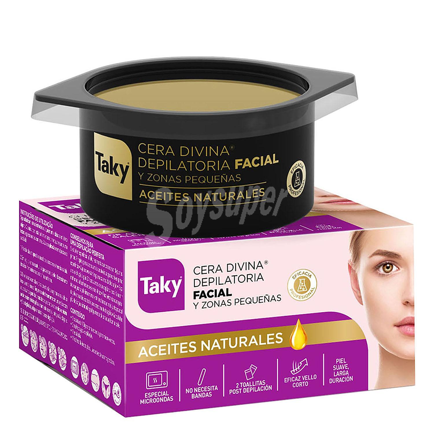 Cera caliente para depilación facial y zonas pequeñas, con aceites naturales