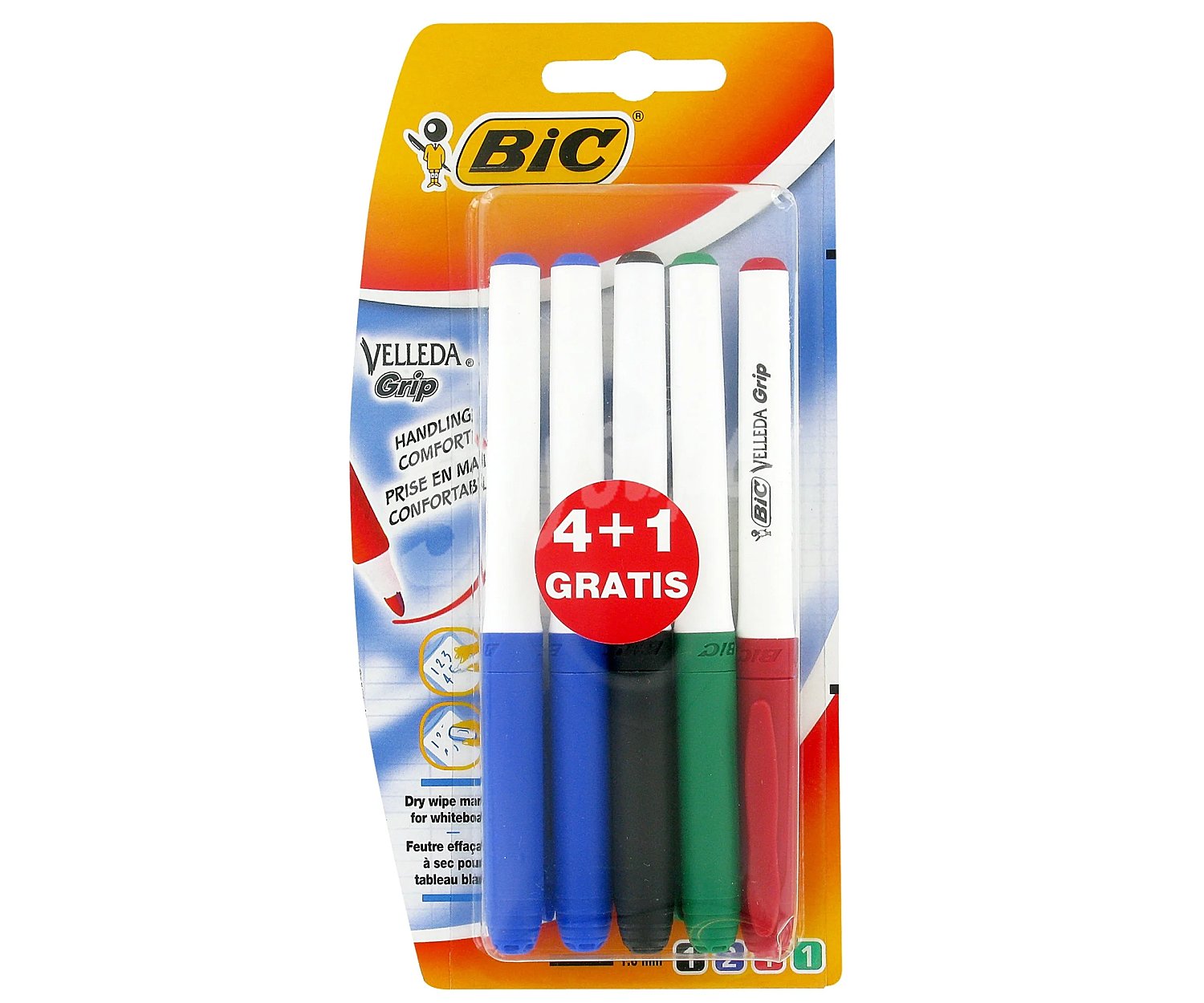 Rotuladores Borrables para Pizarra Blanca Velleda Grip Medium BIC