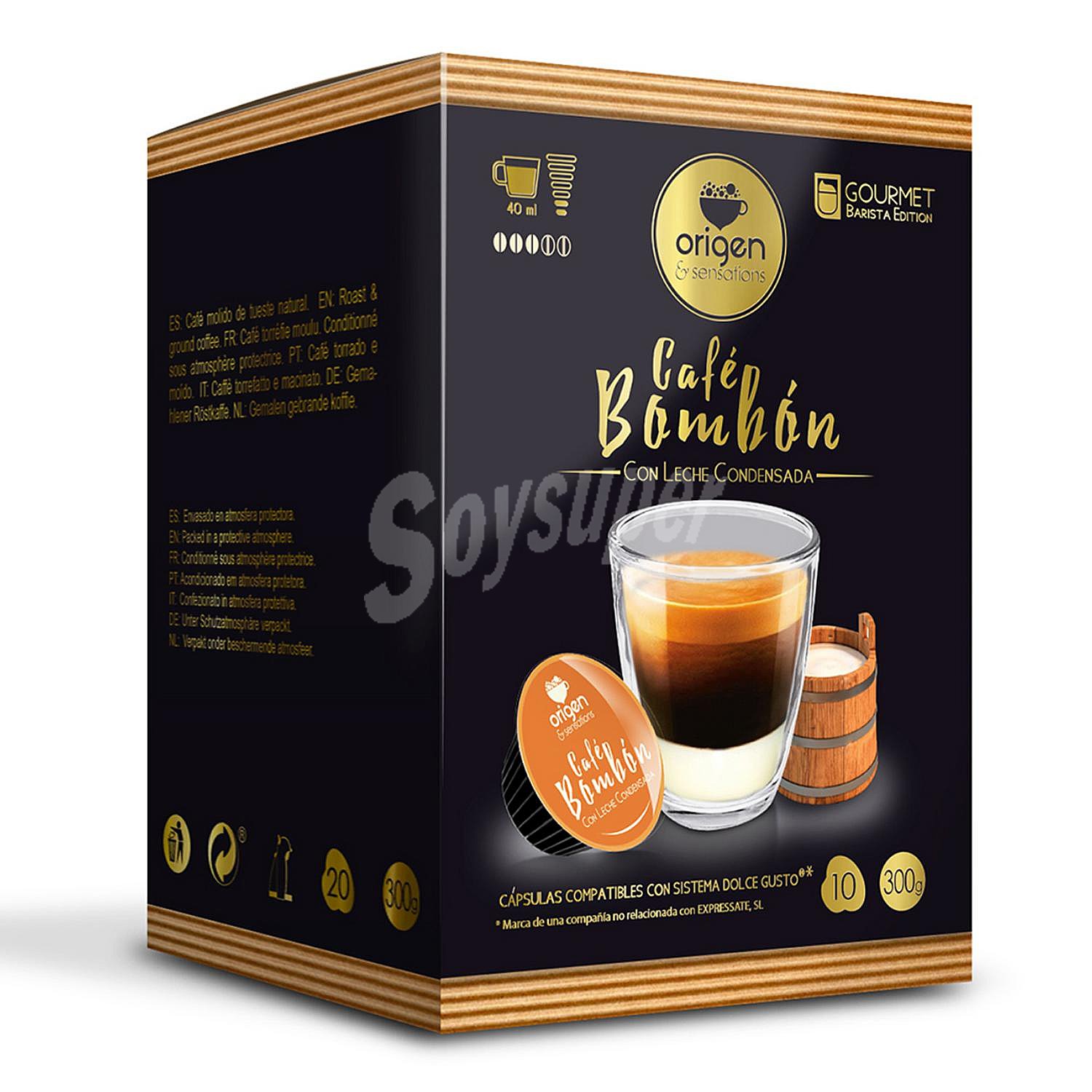 Café bombón con leche condensada en cápsulas Origen & Sensations compatible con Dolce Gusto