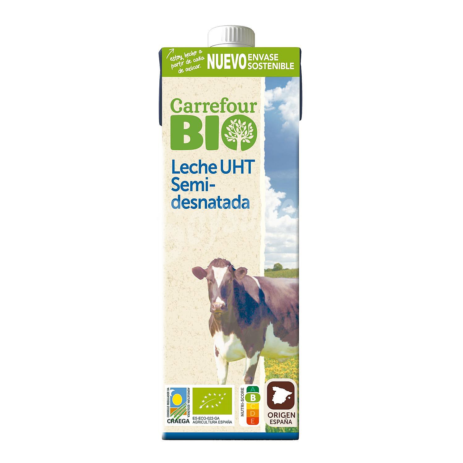 Leche semidesnatada ecológica Carrefour Bio