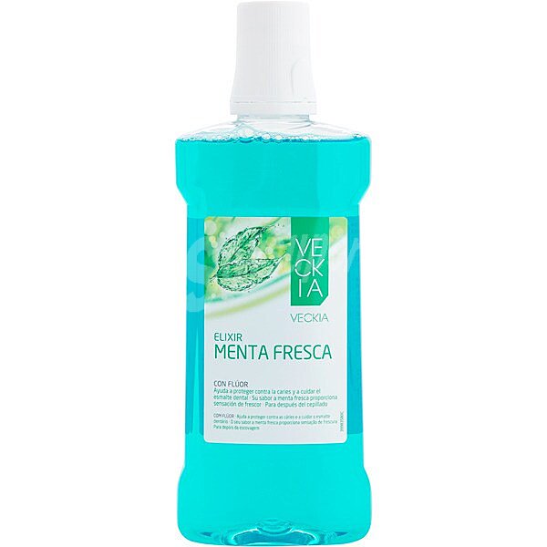 elixir menta fresca con flúor protege contra la caries y cuida el esmalte