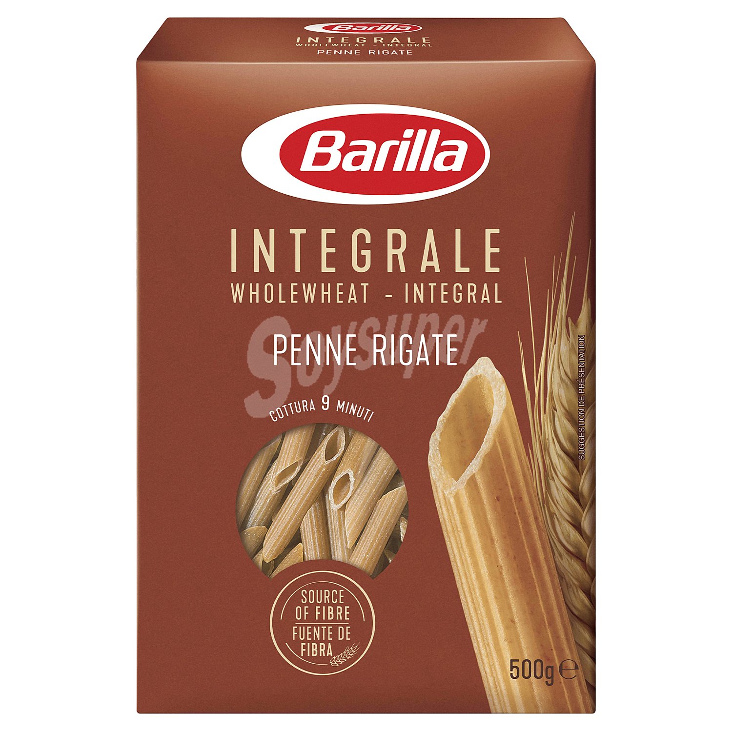 Pasta penne rigate integral caja 500 gr