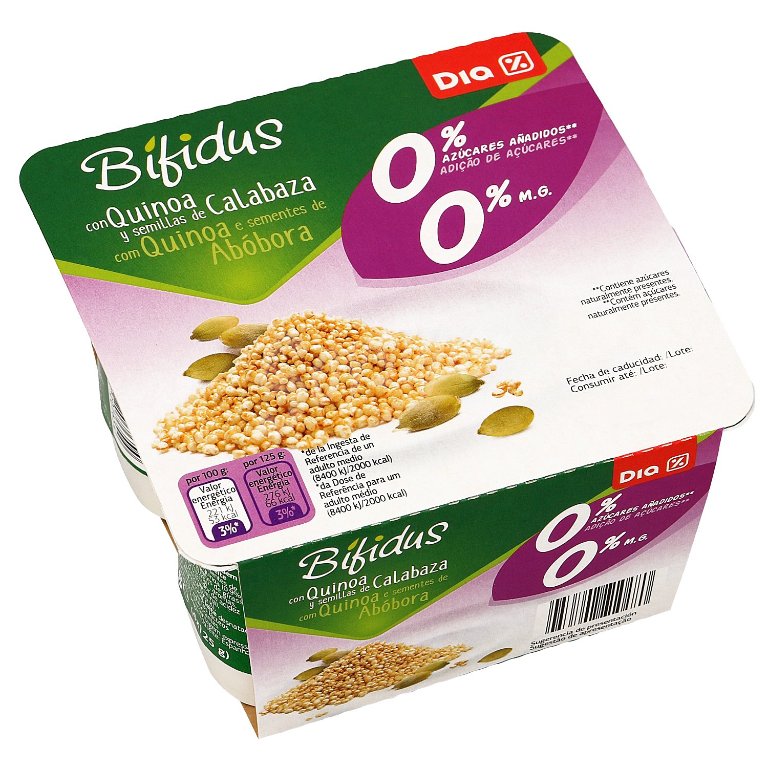 Bífidus con quinoa y semillas de calabaza 0% M.G