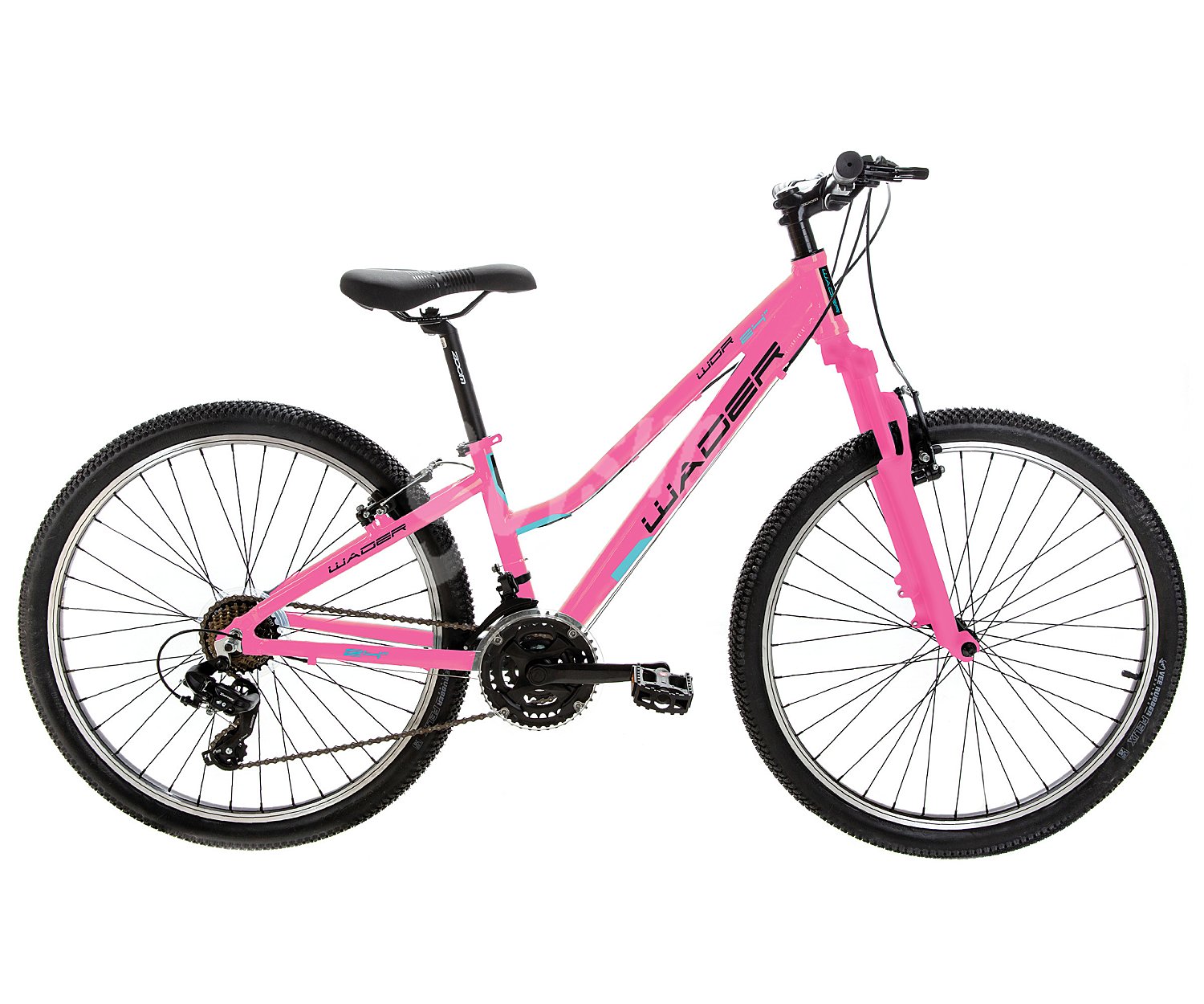 Bicicleta de montaña de acero, 60,96cm. (24"), frenos v-brake y 6 velocidades, color rosa wader