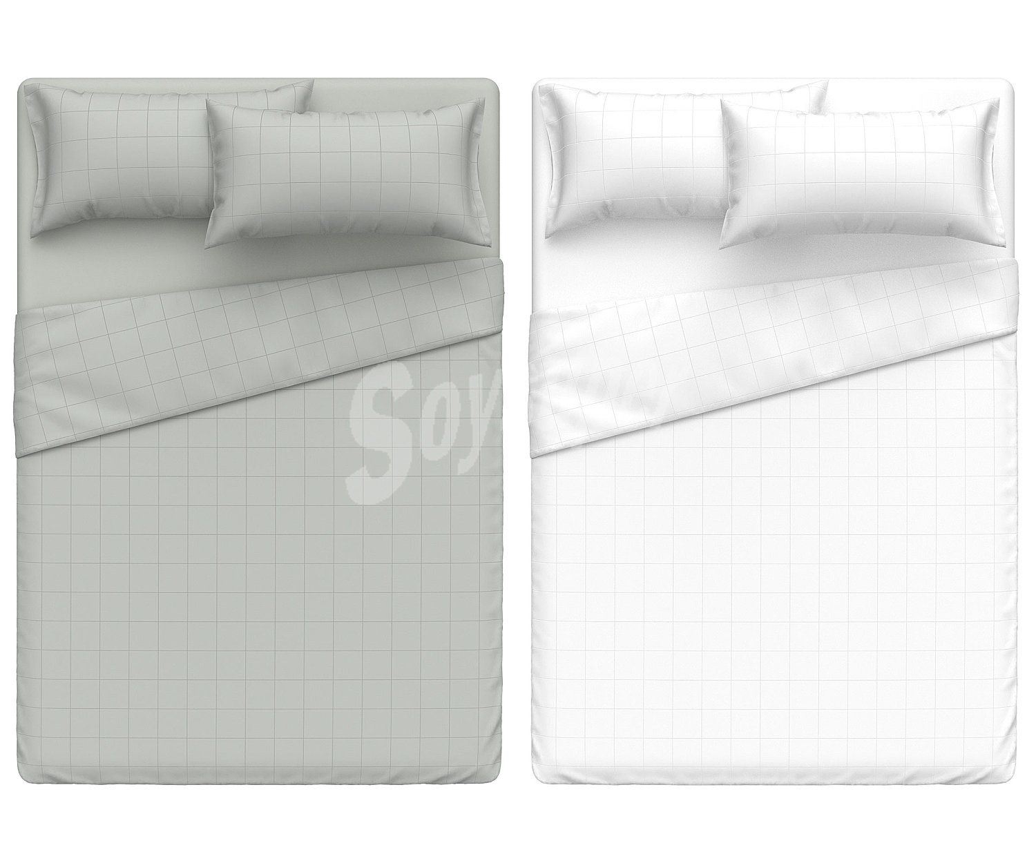 Juego de sábanas para cama de 150cm, microfibra 100% poliéster, color blanco o gris, actuel.