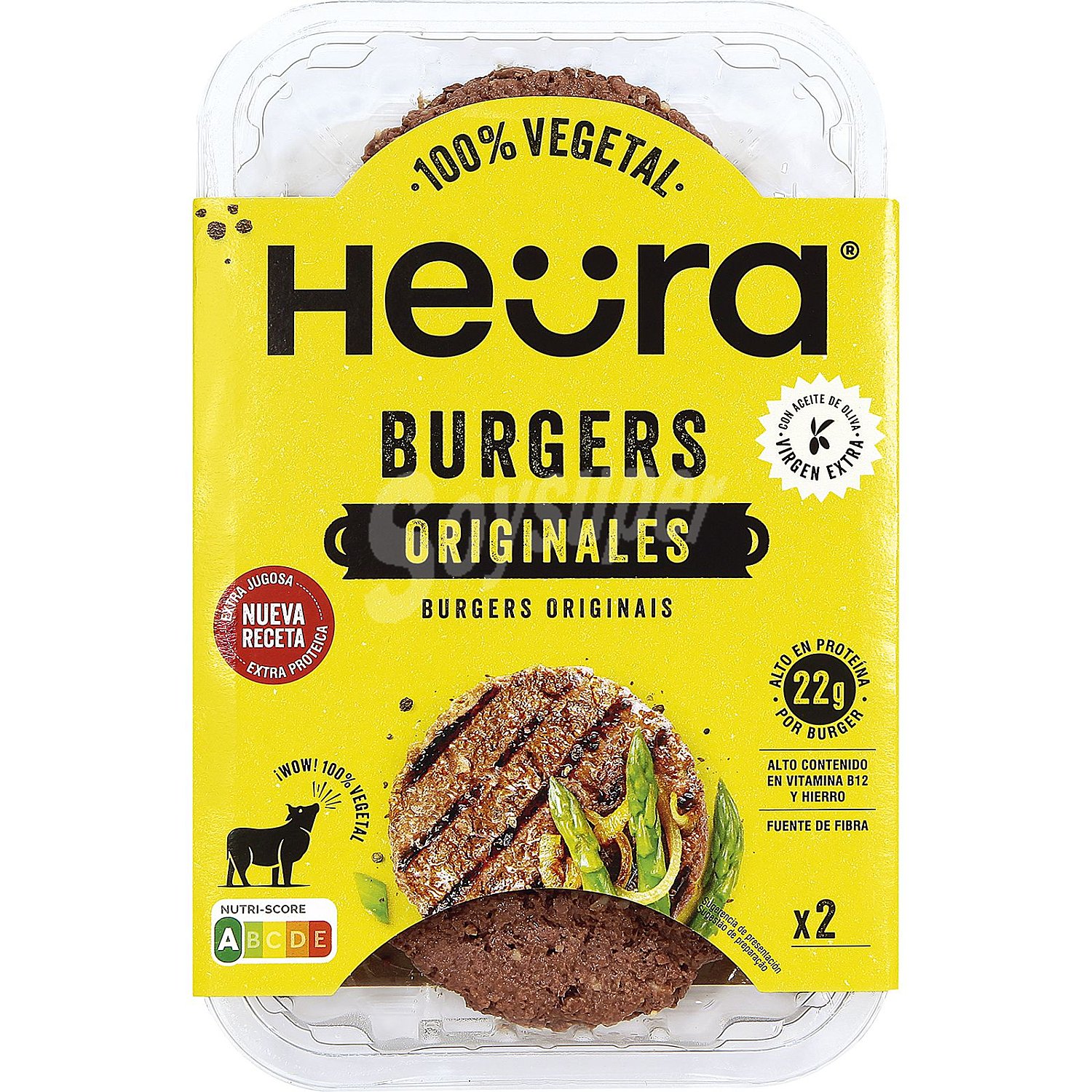 Burger vegetal a base de proteina de guisante y aceite de oliva virgen extra