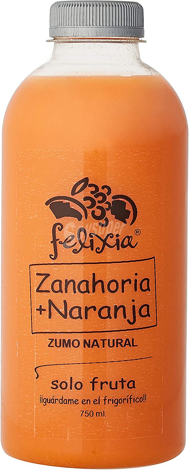 Zumo natural de zanahoria + naranja solo fruta fresca