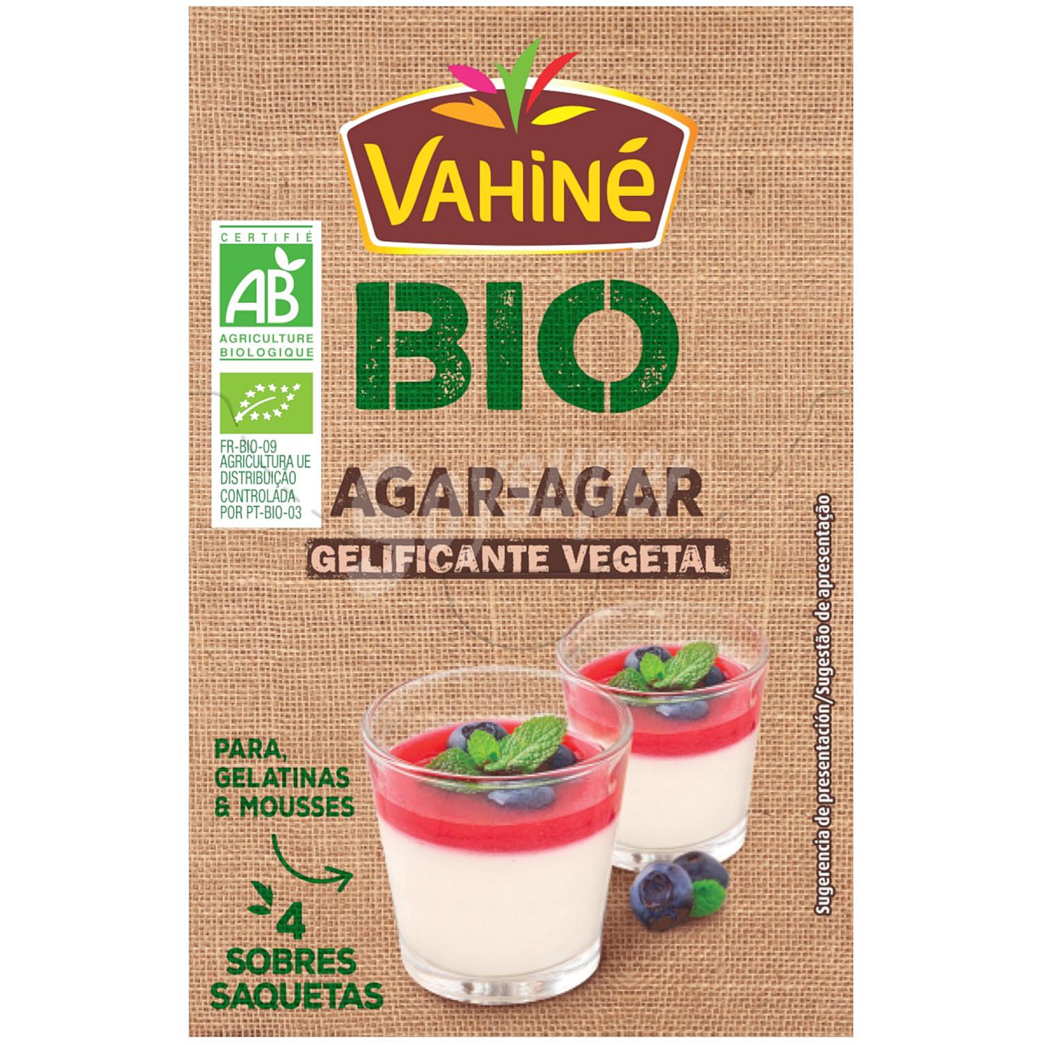 Bio Agar Agar gelificante vegetal ecológico 4 sobres