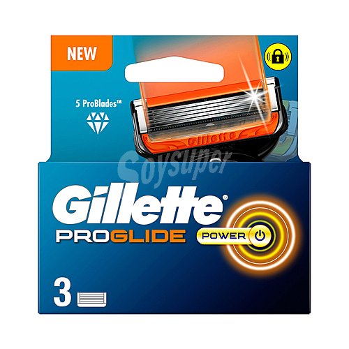 Gillette Recambio de cuchillas de 5 hojas para maquinillas de afeitar gillette Proglide power