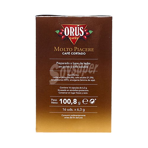 Orús Café cortado en cápsulas compatibles con Dolce Gusto, Molto Piacere orús