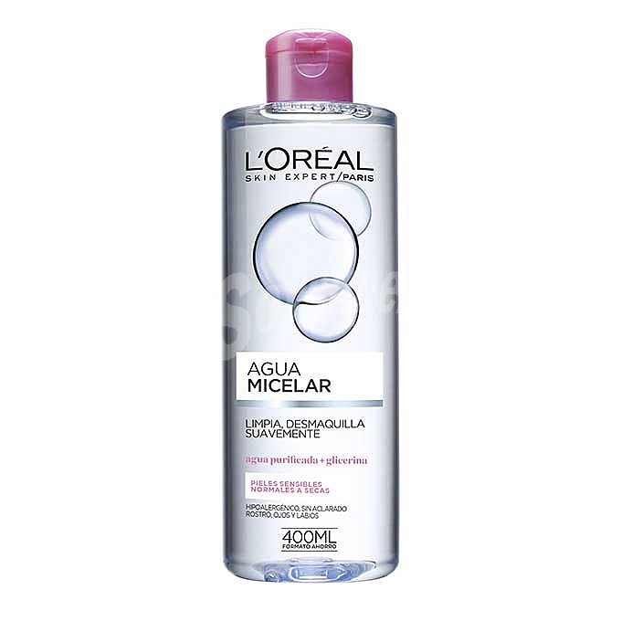 Agua micelar suave para pieles sensibles normales a secas l'oréal Skin Expert