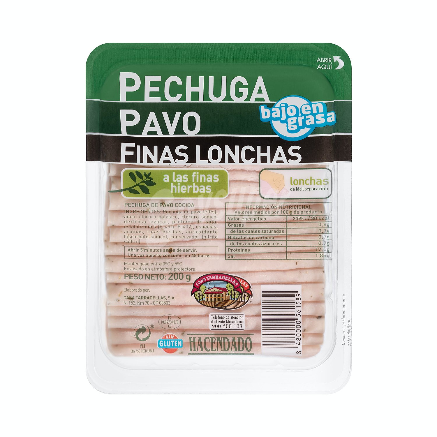 Pechuga de pavo a las finas hierbas finas lonchas