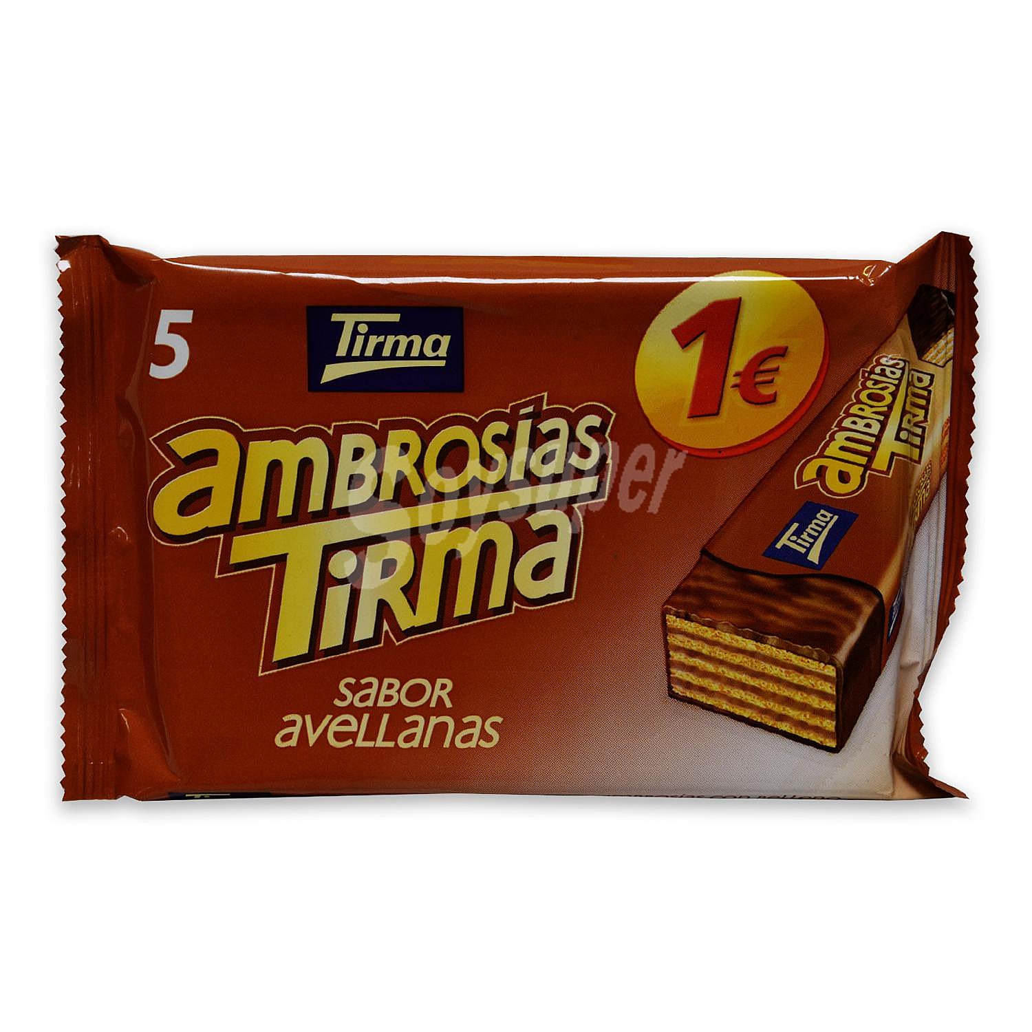 Ambrosías con relleno de avellana cubiertas de chocolate Tirma