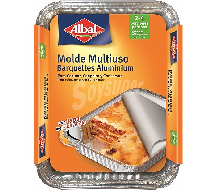 Moldes de aluminio multiusos con tapa 22x17cm