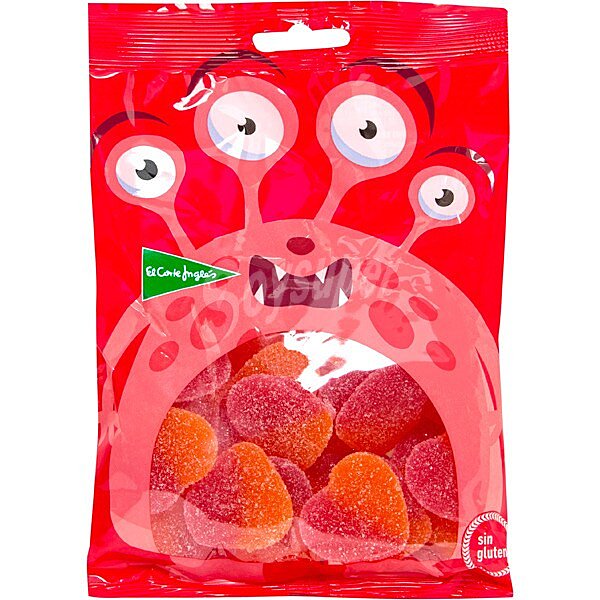 Caramelos de goma en forma de corazón sabor melocotón sin gluten