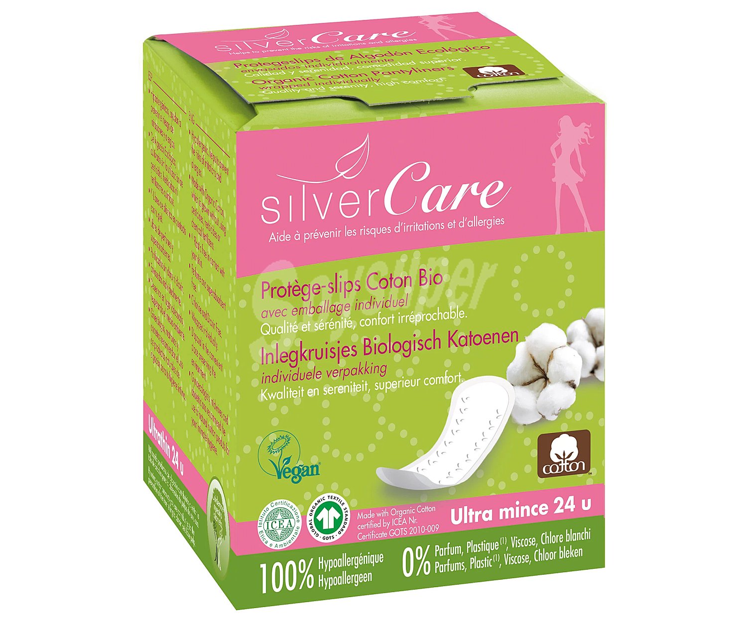 Silvercare Protegeslips ultrafinos de algodón ecológico silvercare