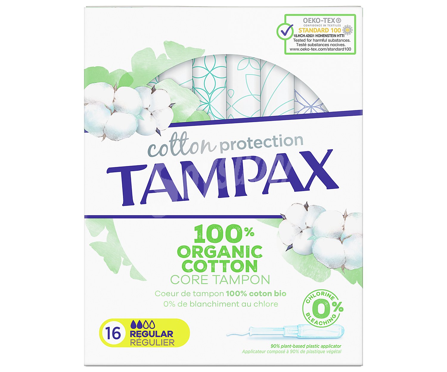 Tampax Tampones super con aplicador, núcleo y capa superior de algodón 100% ecológico tampax Cotton protection