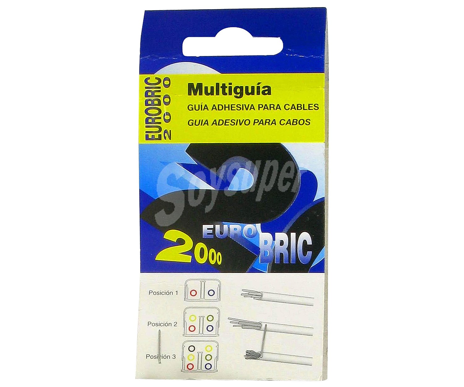 4 multiguías adhesivas para cables de 1 metro, color blanco, sección de 7x7mm.