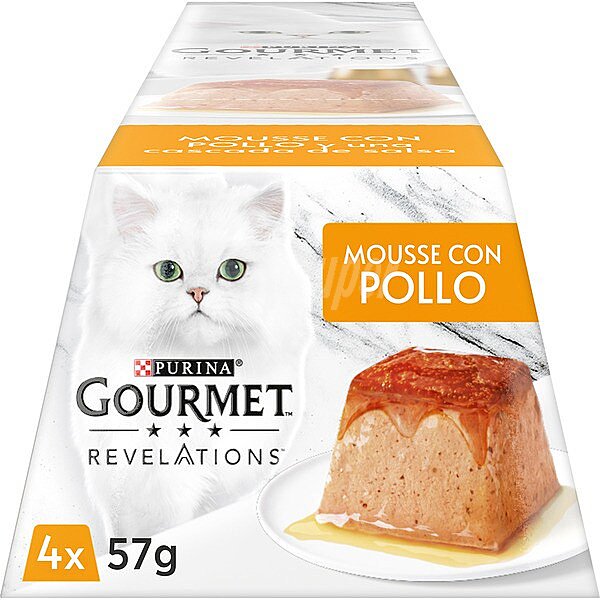 Comida húmeda en mousse para gatos adultos con pollo