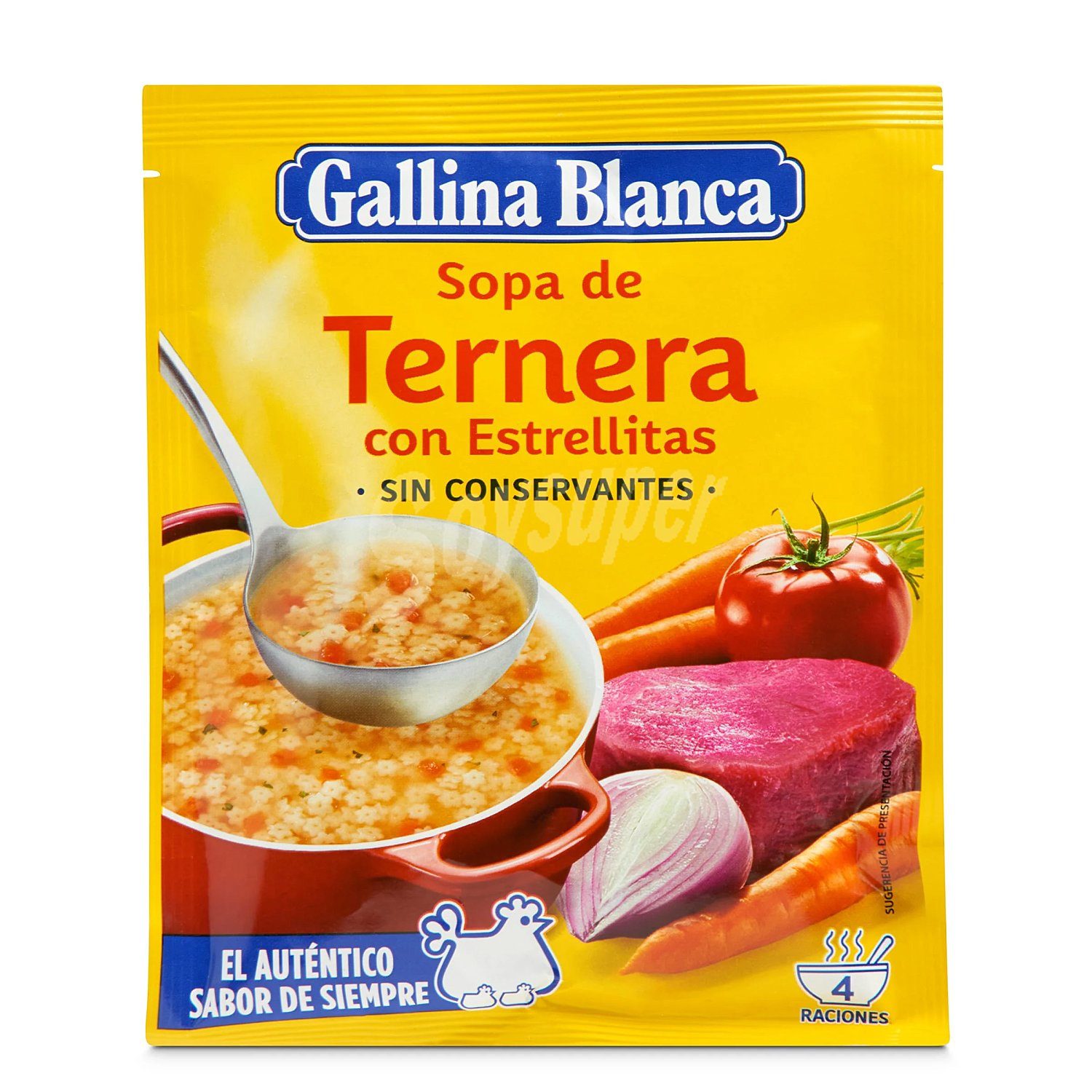 Sopa de ternera con estrellitas gallina blanca