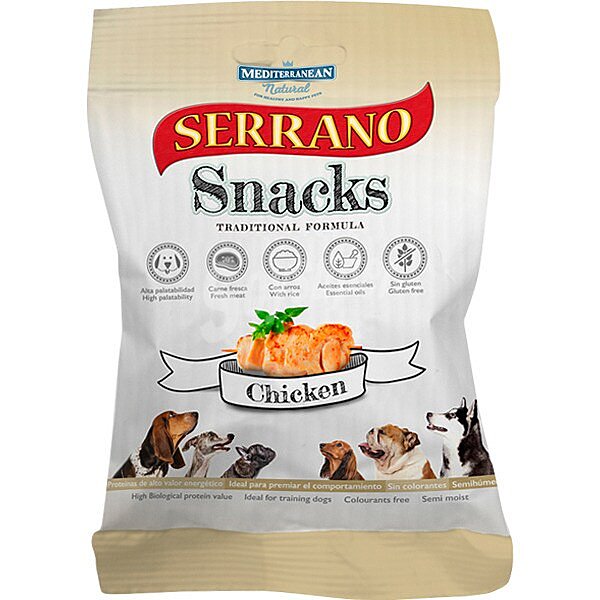 Serrano Snack premios de pollo para perros