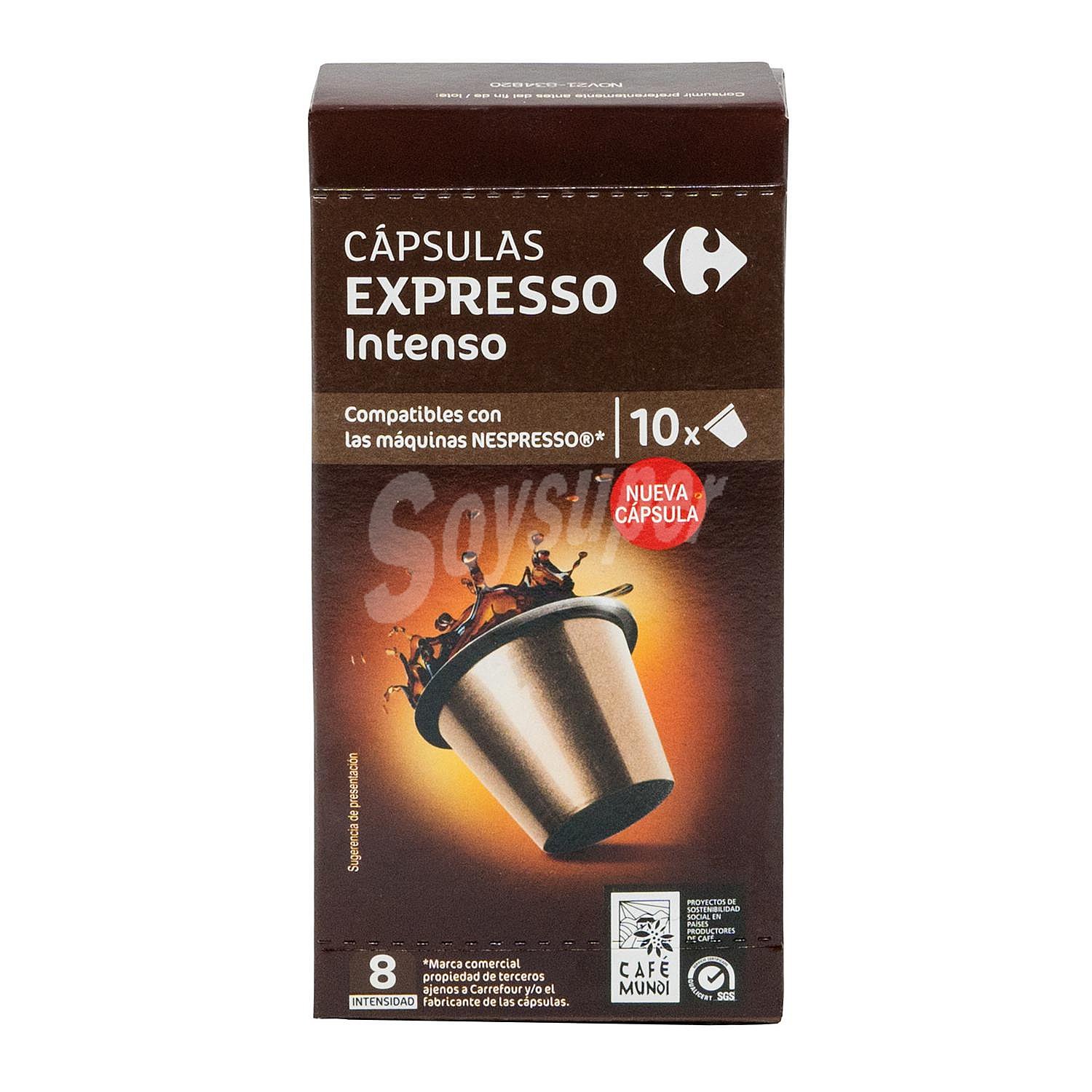 Café intenso en cápsulas Carrefour compatible con