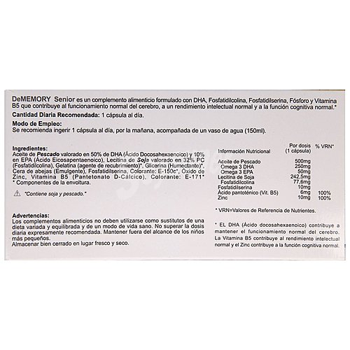 DE memory Complemento alimenticio que contribuye normal rendimiento intelectual DE memory Senior