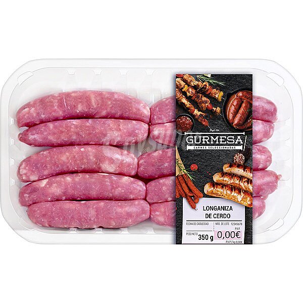 Longaniza de cerdo fresca blanca peso aproximado