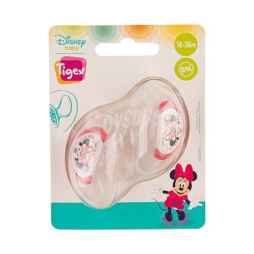 Chupetes fisiológicos de silicona para bebes de más 18 meses, modelo Minnie, tigex