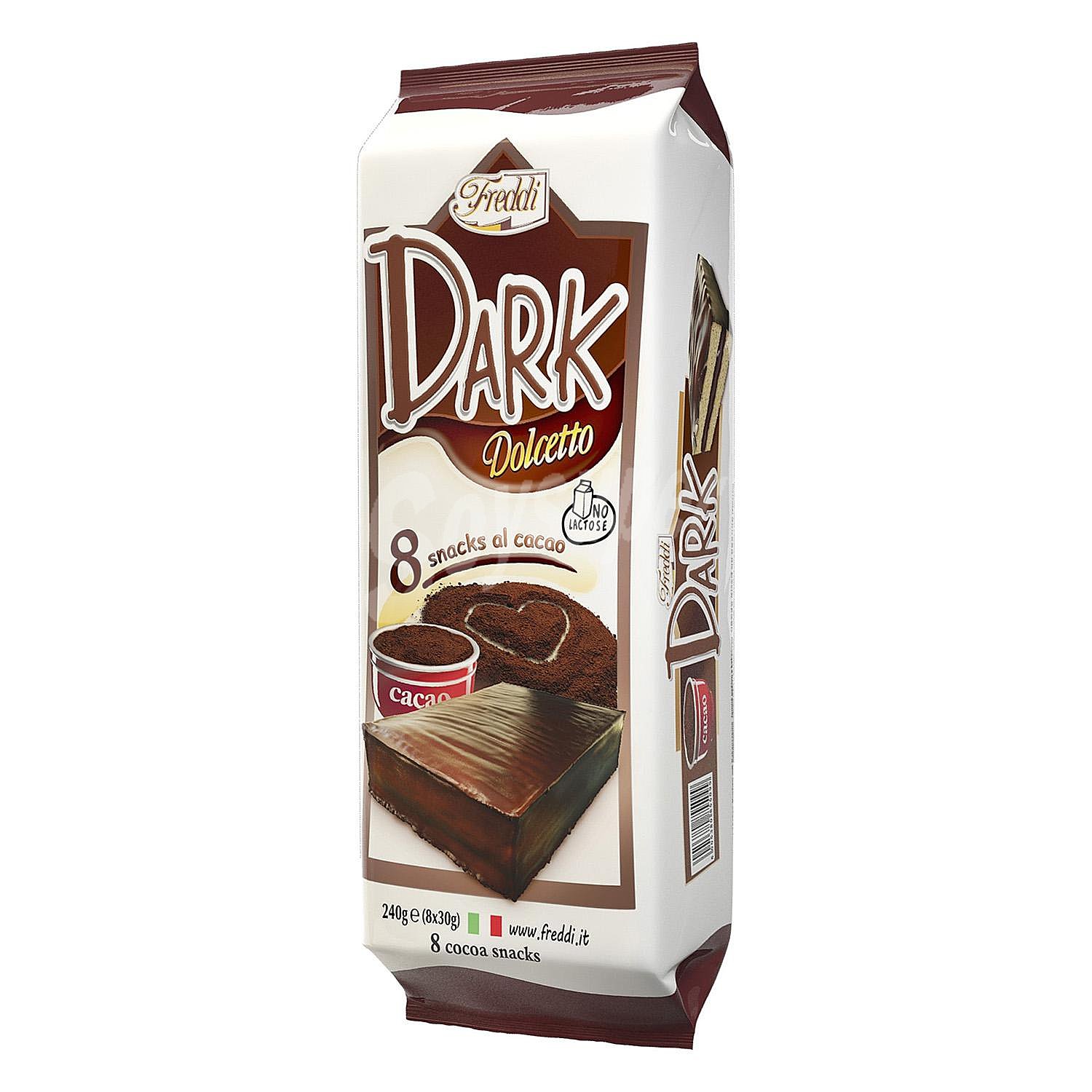 Dark Dolcetto bizcocho de chocolate sin lactosa 8 unidades