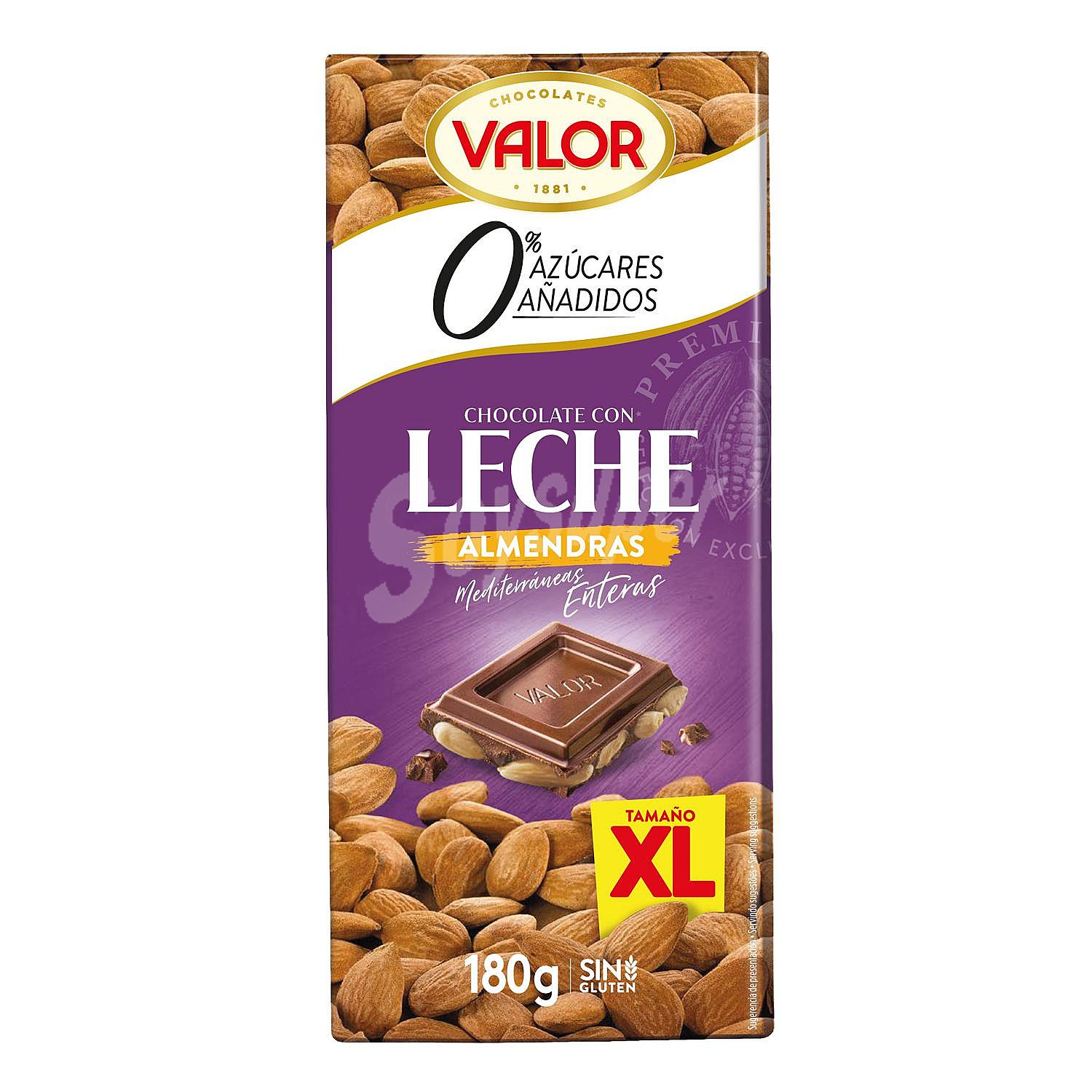 Chocolate con leche y almendras sin azúcar añadido Valor sin gluten