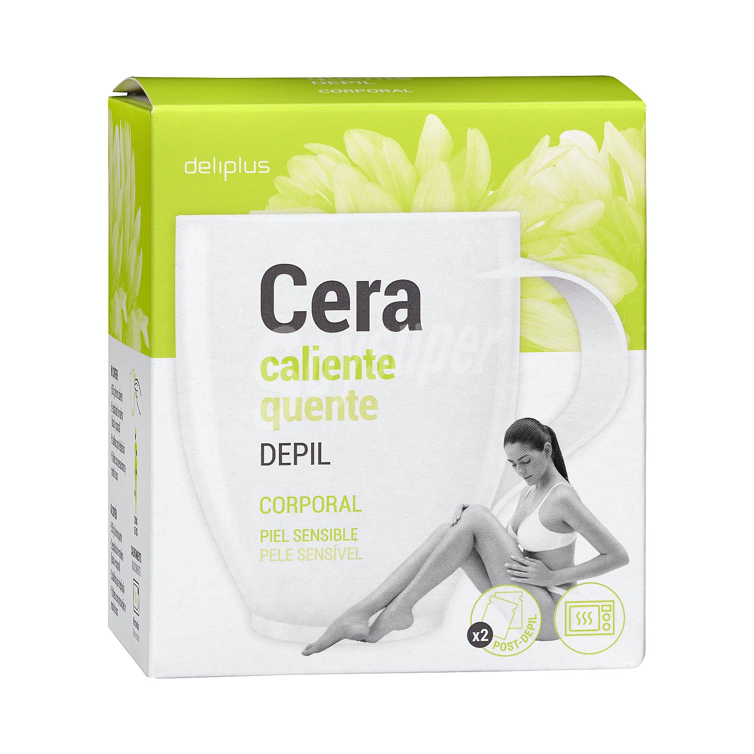 Cera de depilar corporal caliente perfumada sin bandas especial microondas (con 2 toallitas post-depilación)