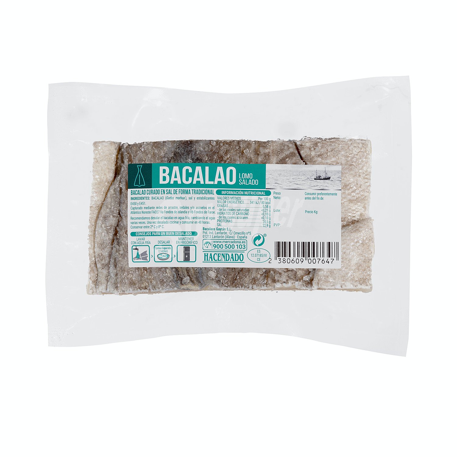 Lomo de bacalao salado