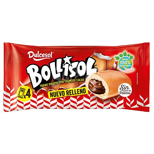 Dulcesol Bollo relleno de crema de cacao dulcesol bollisol