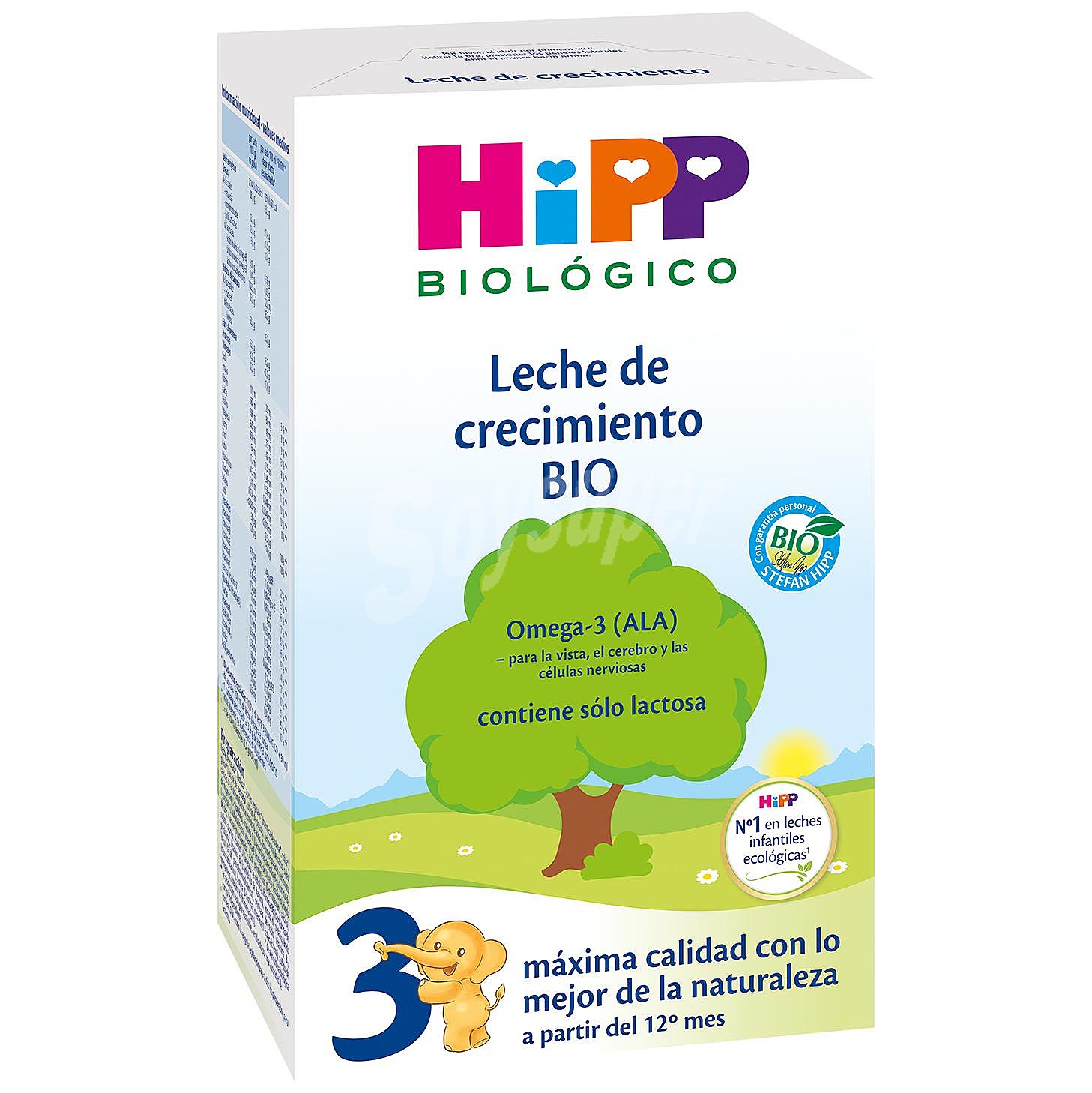 Leche infantil de crecimiento 3 desde 12 meses ecológica hipp