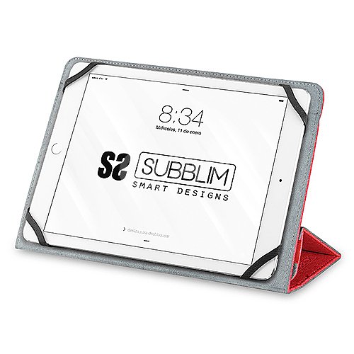 Funda universal para tablet 25,6cm (10,1) subblim Freecam roja, interior ateciopelado, trasera plegable para cámara