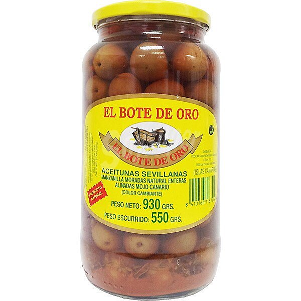 Aceitunas manzanilla moradas aliñadas con mojo canario