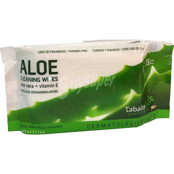 Toallitas desmaquillantes con aloe vera + vitamina E