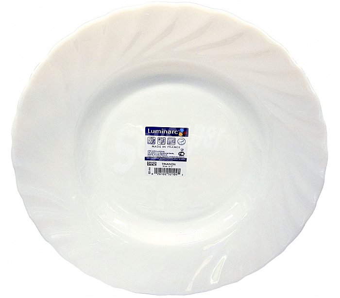 Plato hondo de vidrio color blanco, 22,5cm. Trianon luminarc