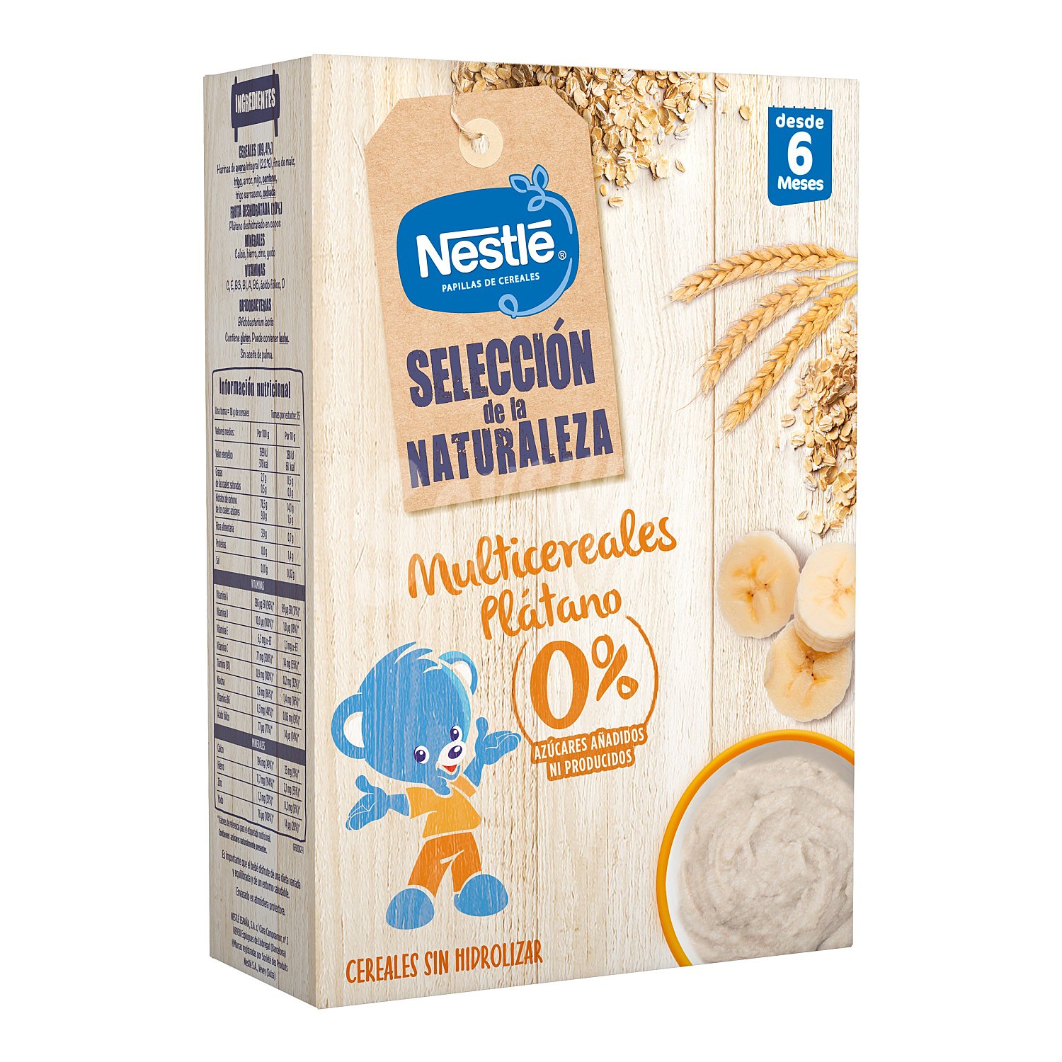 Papilla multicereales con plátano 0% azúcares añadidos caja 270 gr