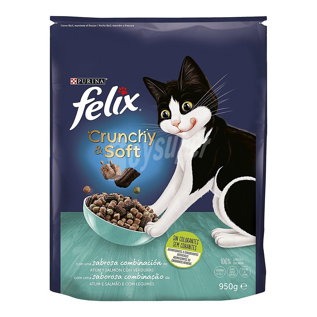 Comida para gatos seca con salmón, atún y verduras