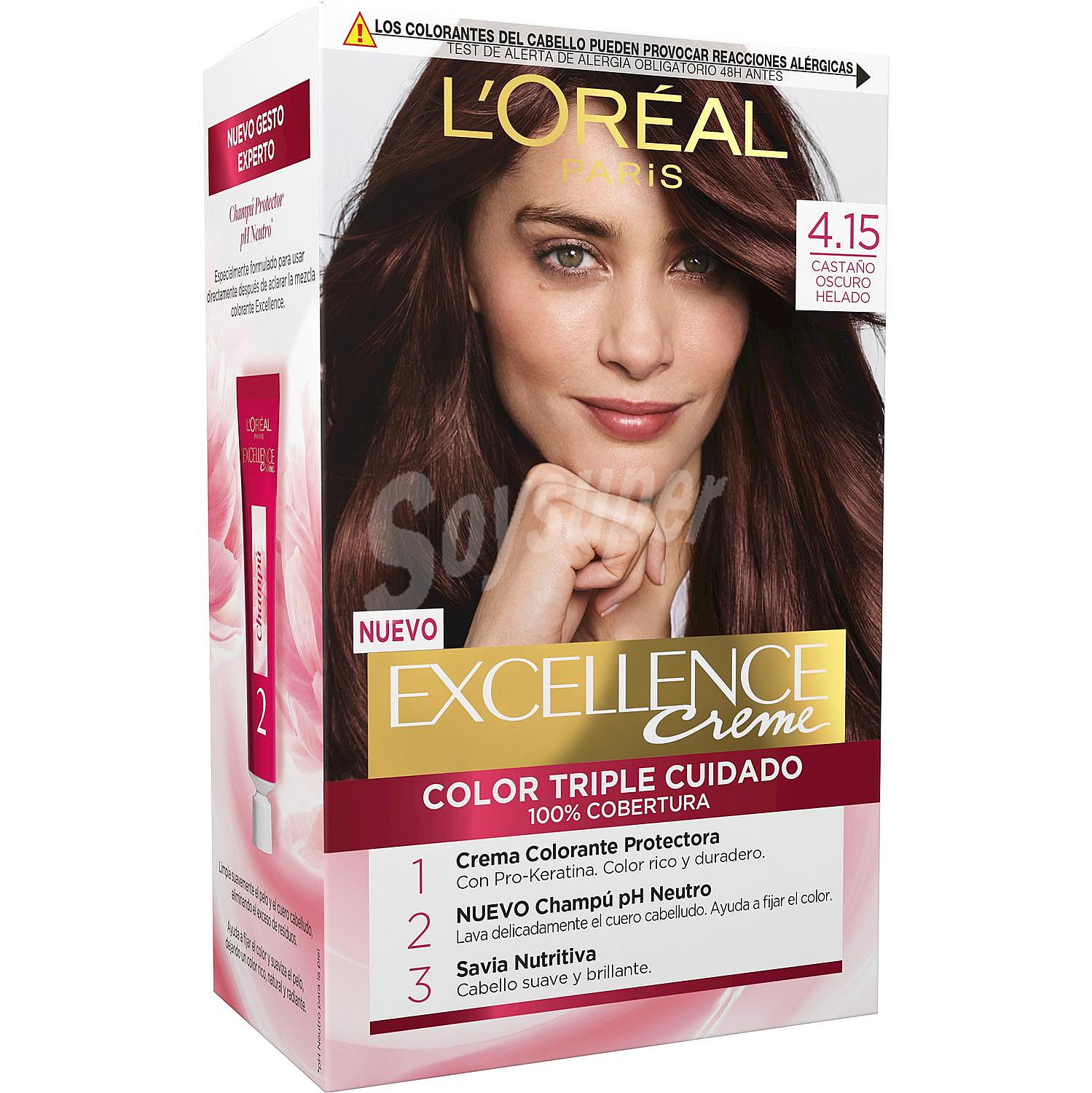 Tinte permanente tono 4.15 castaño oscuro Excellence Creme l'oréal Paris